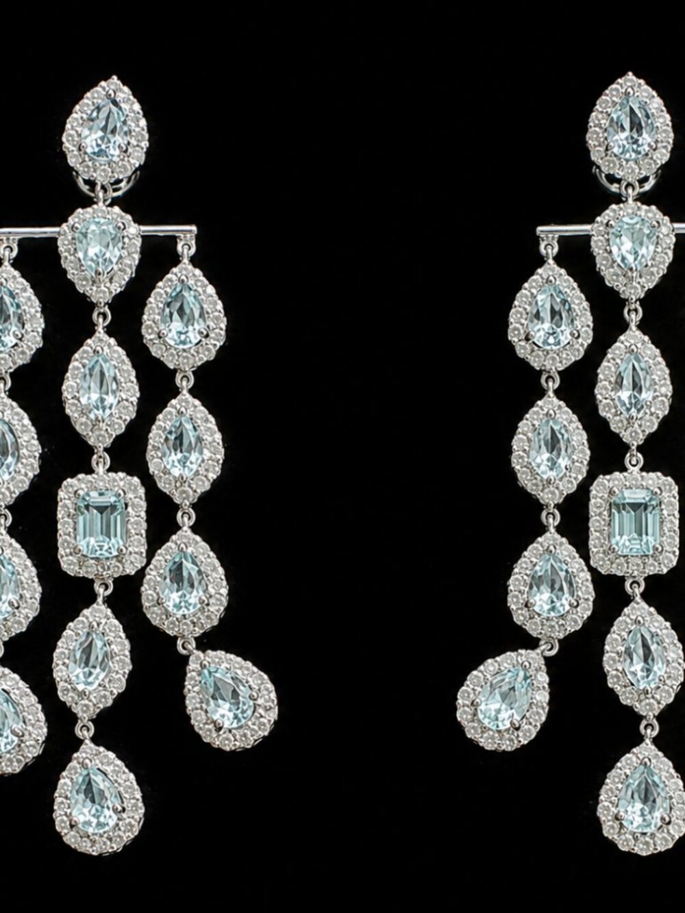 Carol Brodie Sky Blue Topaz Chandelier Earrings NIB